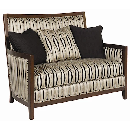 Contemporary Exposed Wood Upholstered Settee